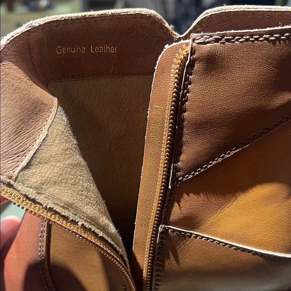 Spring Step Two-Tone Brown & Tan Leather Ankle Bootie - Picture 5 of 5